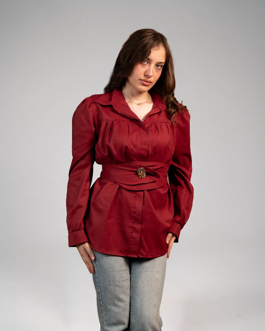 Belted Casual Blouse